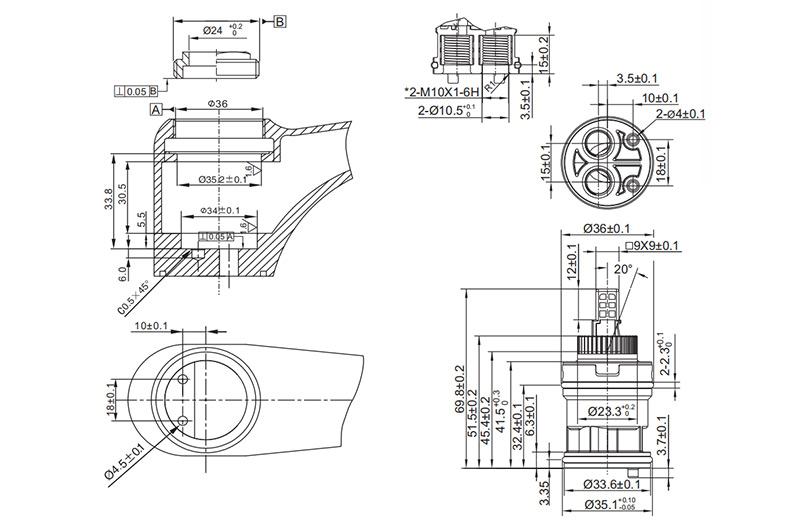 LT35H-10 35mm Combined Cartridge with Distributor (Double Ping) Drawing