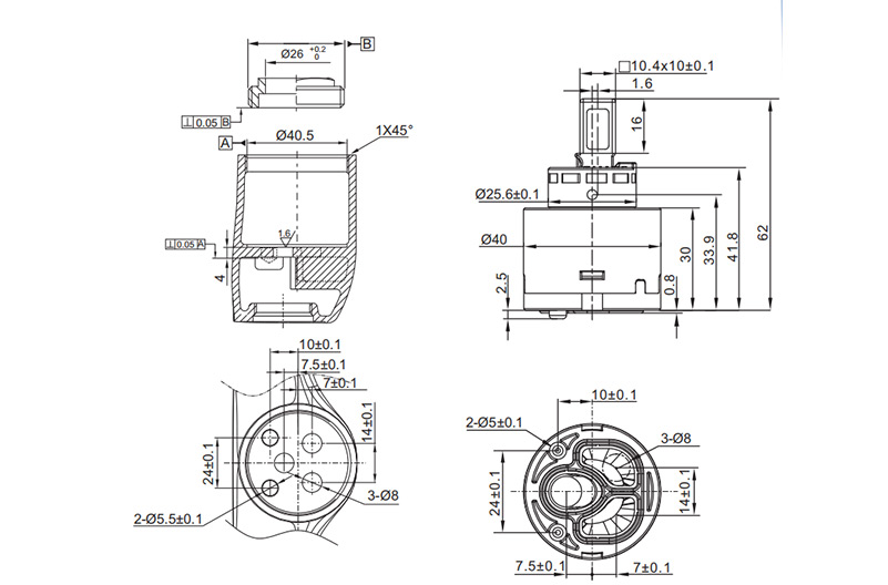 40P-6-1 40mm Low Torque Water Saving Cartridge-one Click Drawing