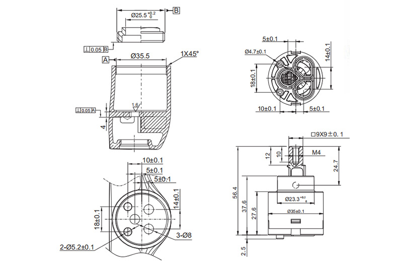 35D-F 35mm Low Torque Cartridge Drawing