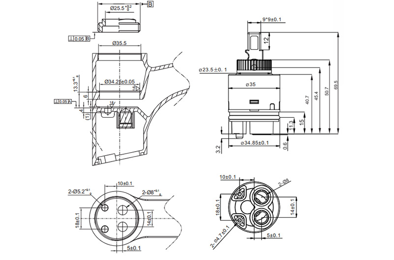 35H-6 35mm Low Torque Cartridge with Distributor Drawing