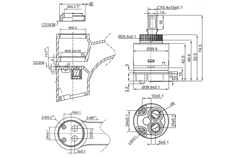 40H-6 40mm High Torque Cartridge with Distributor Drawing