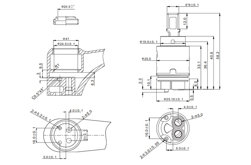 25H-1 25mm Low Torque Cartridge with Distributor Drawing