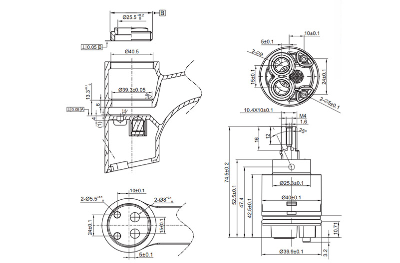 40H-F 40mm Low Torque Cartridge with Distributor Drawing