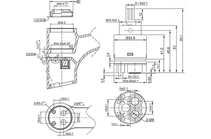 35H-2 35mm Cartridge with Distributor Drawing