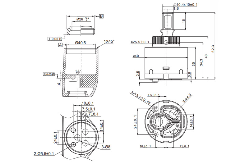 40D-5 40mm High Pressure Cartridge Drawing