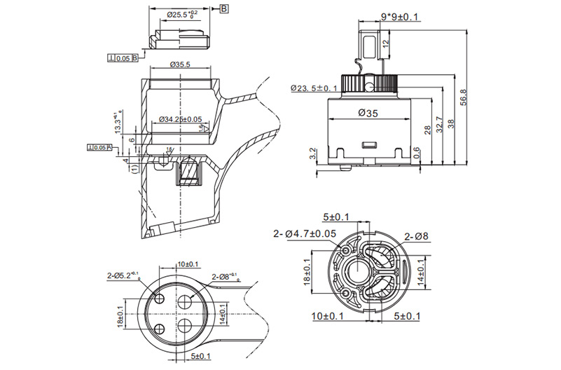 35H-5 35mm High Pressure Cartridge with Distributor Drawing