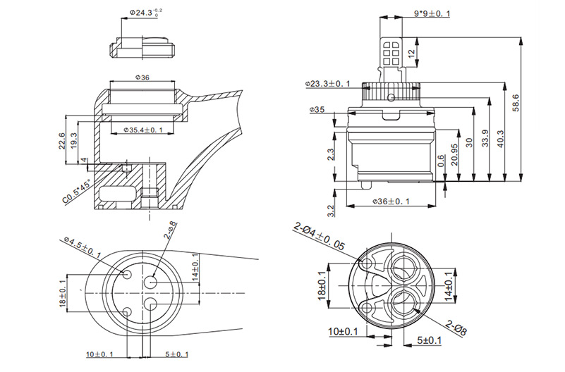 35D-10 35mm Side-outlet Cartridge Drawing