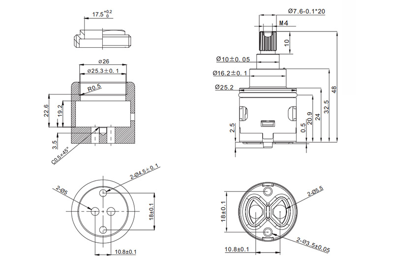 D25-2 25mm Diverter-2Ways Drawing