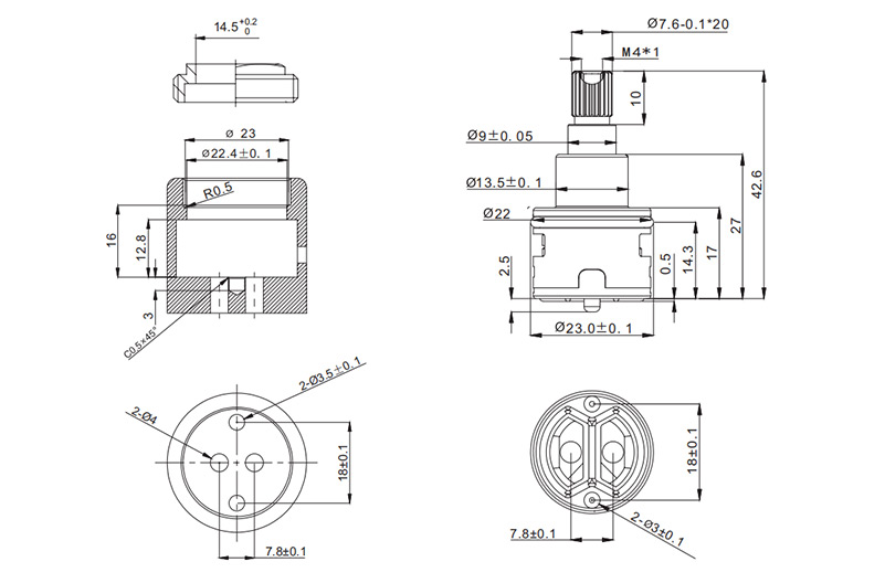 D22 22mm Diverter Drawing