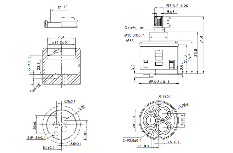 D33-1 33mm Diverter-3Ways Drawing