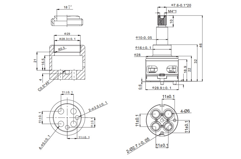 D28 22mm Diverter Drawing