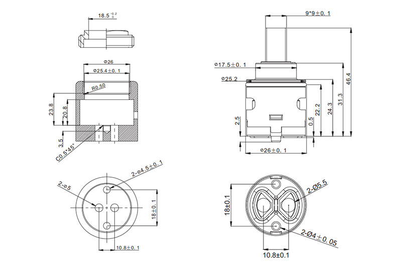 D25 25mm Diverter Drawing