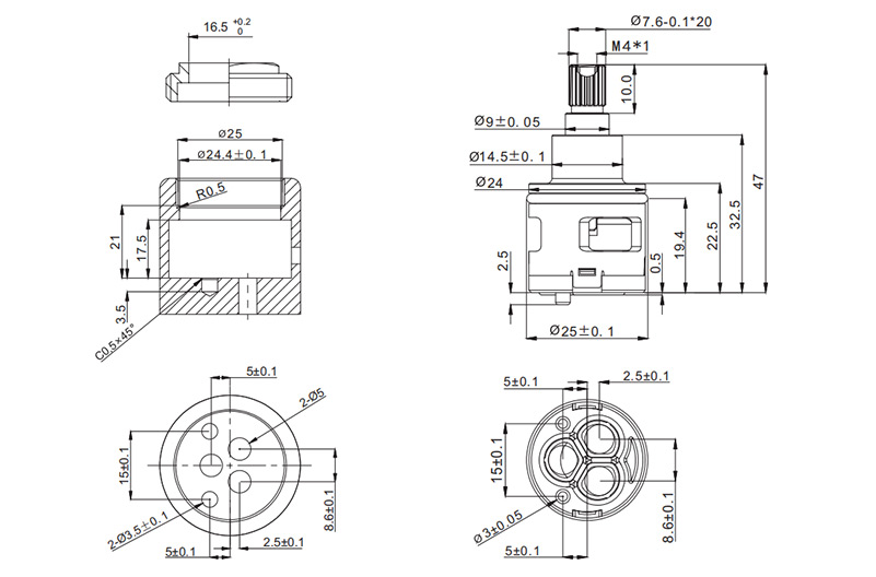 D24 24mm Diverter Drawing